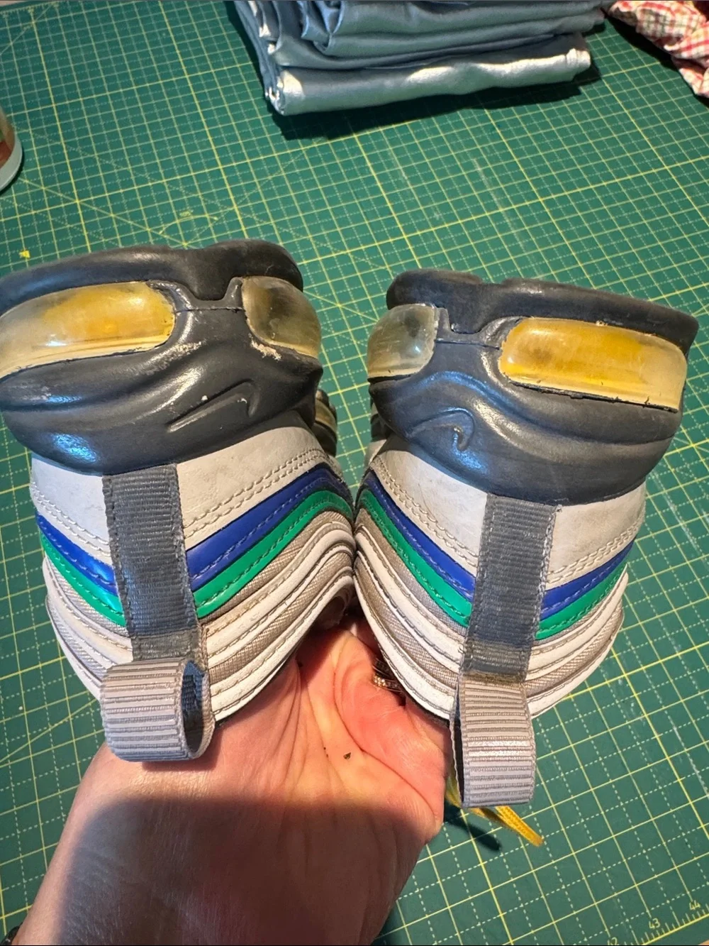 Nike Multicolor Air Max with Yellow Laces and Red Swoosh
